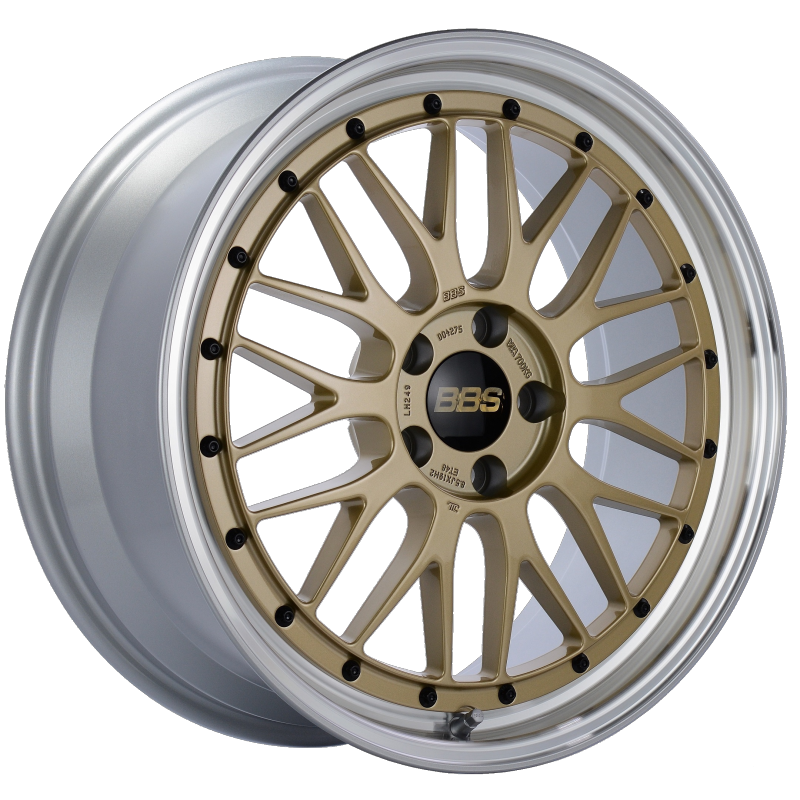 BBS LM 19x8.5 5x112 ET48 Gold Center Diamond Cut Lip Wheel -82mm PFS/Clip Required LM249GPK