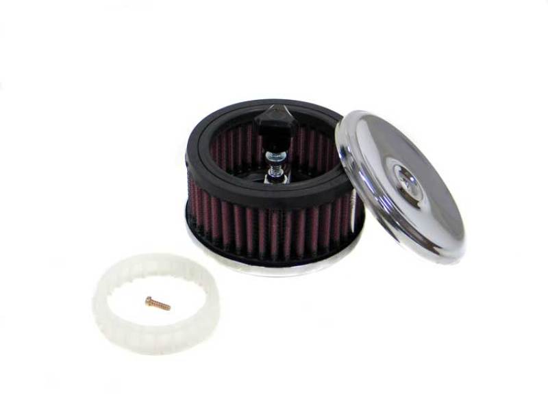 K&N 4in Round x 3in Overall Height Red Custom Air Cleaner Assembly (for use on Nostalgia Engines) 60-0403