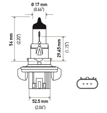 Hella Bulb H13 12V 60/55W P264T T4 +50 H13P50