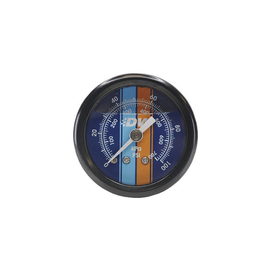 DeatschWerks 0-100 PSI 1/8in NPT Mechanical Fuel Pressure Gauge 1.5in Diam. Black Housing Blue Face 6-01-G2L