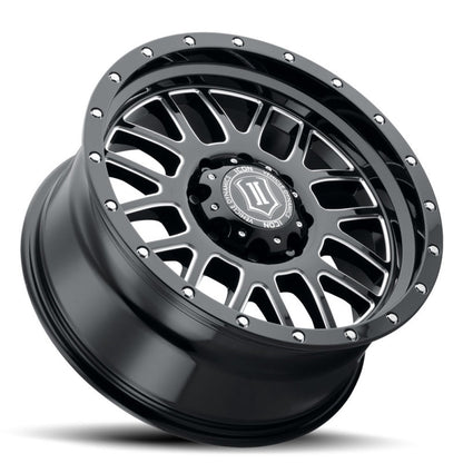 ICON Alpha 20x9 8x170 0mm Offset 5in BS Gloss Black Milled Spokes Wheel 1220908150GBMW