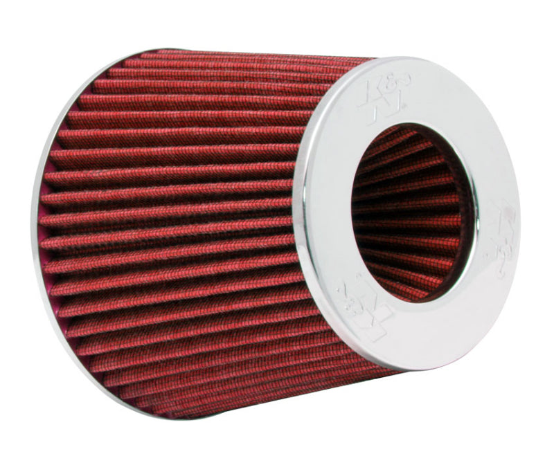 K&N Universal Air Filter Chrome Round Tapered Red - 4in Flange ID x 1.125in Flange Length x 5.5in H RG-1001RD
