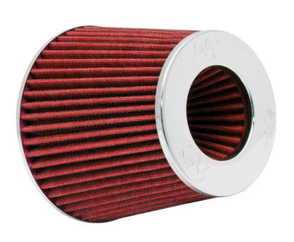 K&N Universal Air Filter Chrome Round Tapered Red - 4in Flange ID x 1.125in Flange Length x 5.5in H RG-1001RD