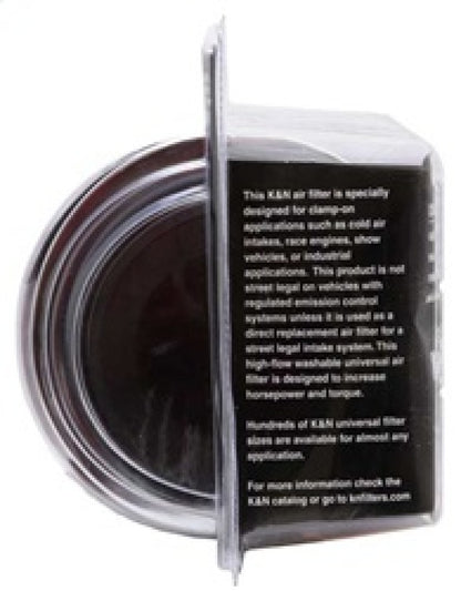 K&N Universal Air Filter Chrome Round Tapered Red - 4in Flange ID x 1.125in Flange Length x 9.5in H RG-1002RD