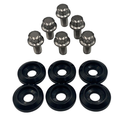 BLOX Racing New Fender Washers Kit M6 12pt - 6pc Large Diameter Black BXAC-00311-BK