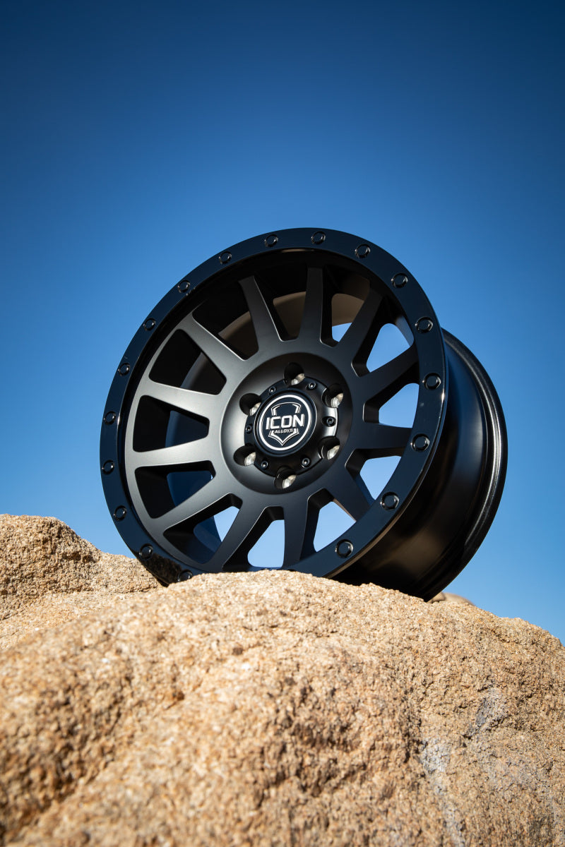 ICON Compression 17x8.5 6x5.5 0mm Offset 4.75in BS 106.1mm Bore Double Black Wheel 2017858347DB