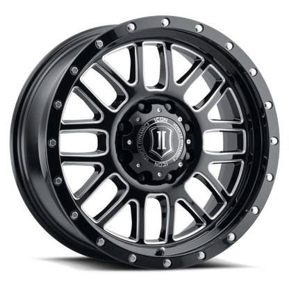 ICON Alpha 20x9 8x170 0mm Offset 5in BS Gloss Black Milled Spokes Wheel 1220908150GBMW