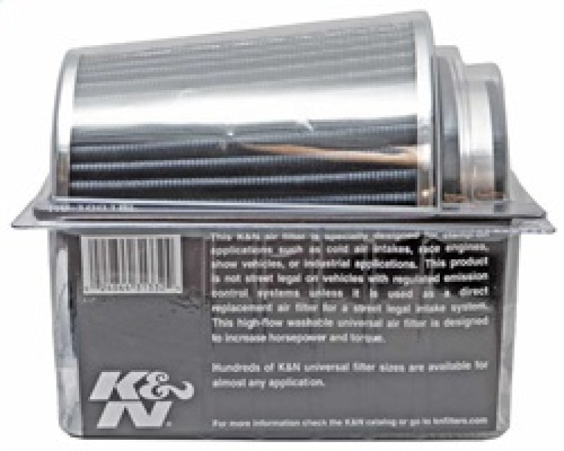 K&N Universal Filter Chrome Round Tapered White - 4in Flange ID x 1.125in Flange Length x 5.5in H RG-1001WT
