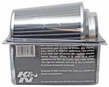 K&N Universal Filter Chrome Round Tapered White - 4in Flange ID x 1.125in Flange Length x 5.5in H RG-1001WT