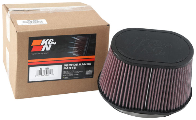 K&N Universal Rubber Filter 6.25in x 4in Oval FLG / 7.375in x 5.5in Base / 6.25in x 4in Top / 5in H RU-1001