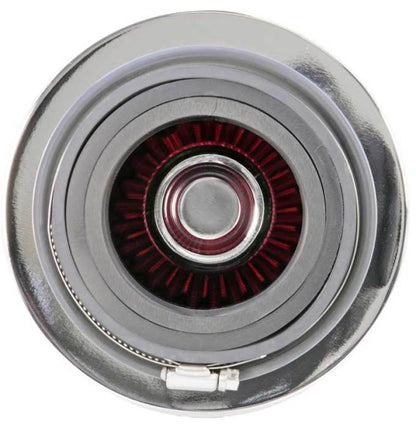 K&N Universal Air Filter Chrome Round Tapered Red - 4in Flange ID x 1.125in Flange Length x 5.5in H RG-1001RD