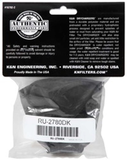 K&N Air Filter Wrap Black Oval Tapered 3.75in Base I/S Width x 2.5in Top I/S Width x 2.75in H RU-2780DK