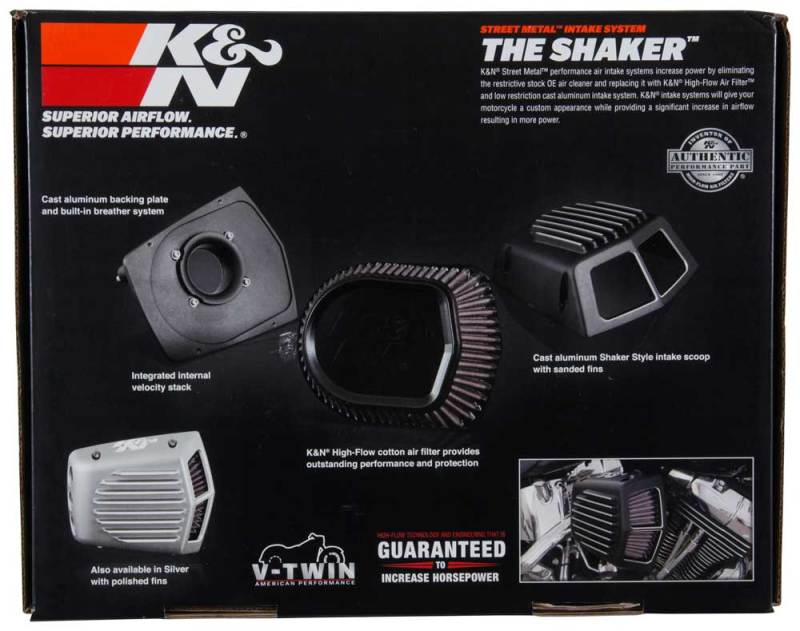 K&N Street Metal Intake System 01-16 Harley Davidson Shaker Silver H/D Softail/Dyna Fl RK-3950S