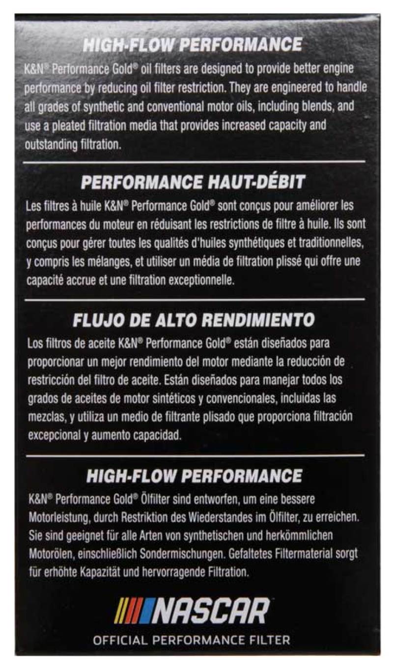K&N Performance Gold Oil Filter for Hyundai/Kia V6 06-08 Azera/Sonata/Sedona/07-08 Santa Fe HP-7022