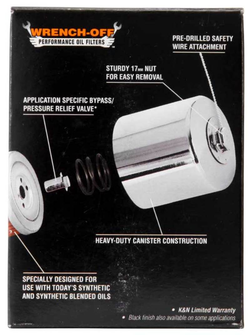 K&N Harley Davidson 3in OD x 4.063in H Chrome Oil Filter KN-170C