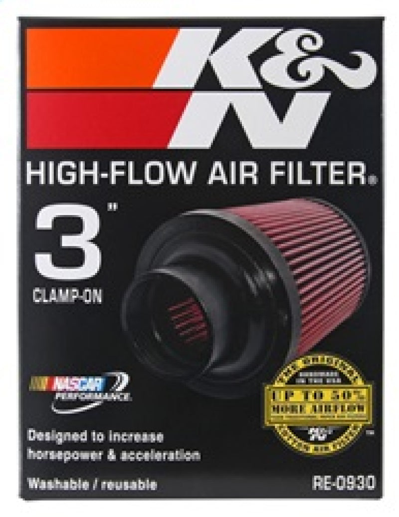 K&N Universal Rubber Filter - Round Tapered 6in Base OD x 3in Flange ID x 6in H RE-0930