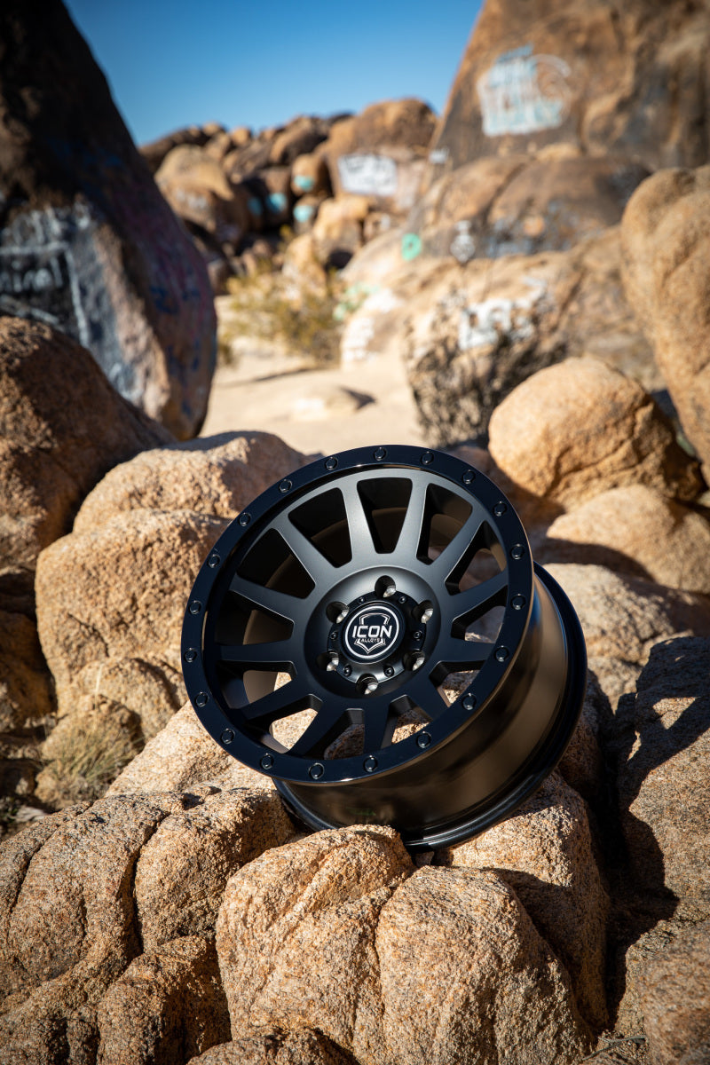 ICON Compression 17x8.5 6x5.5 0mm Offset 4.75in BS 106.1mm Bore Double Black Wheel 2017858347DB
