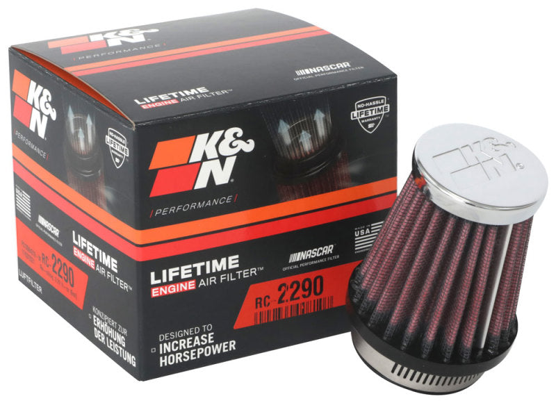 K&N Universal Chrome Filter 1 9/16 inch FLG / 2 5/8 inch Bottom / 2 inch Top / 3 inch Height RC-2290