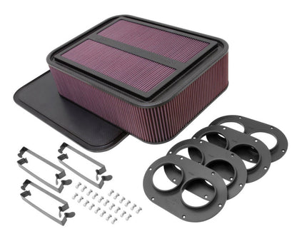 K&N Custom Racing Air Filter - Rectangular Carbon Fiber 4in Air Box w/ 2.75in Air Horn 100-8593