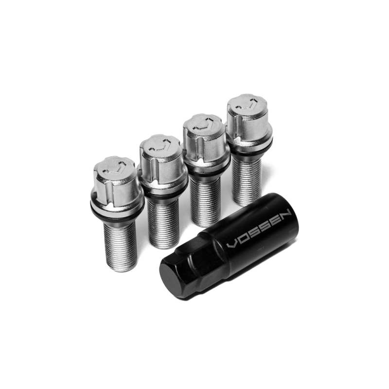 Vossen 30mm Lock Bolt - 14x1.25 - 17mm Hex - Cone Seat - Silver (Set of 4) LUG-BL1425-30-CH
