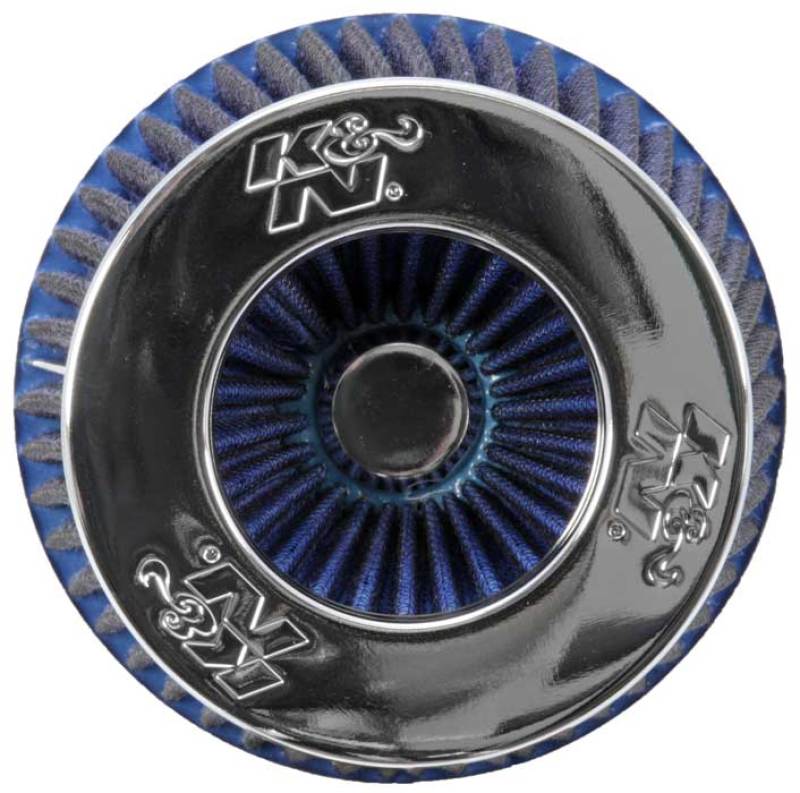 K&N Universal Air Filter Chrome Round Tapered Blue - 4in Flange ID x 1.125in Flange Length x 5.5in H RG-1001BL