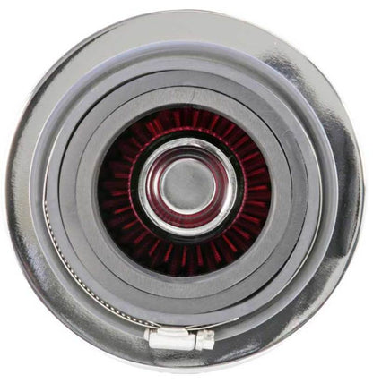K&N Universal Air Filter Chrome Round Tapered Red - 4in Flange ID x 1.125in Flange Length x 5.5in H RG-1001RD