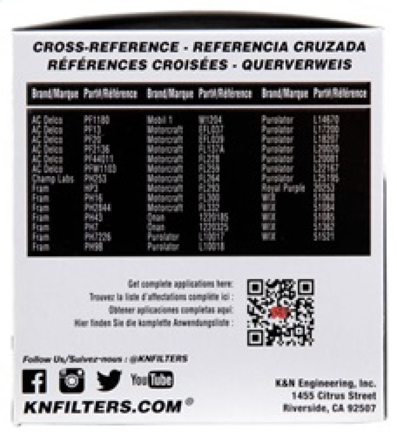 K&N Oil Filter for Fiat/Porsche/Triump/Alfa Romeo/MG/Dodge/Mercury/Toyota 3.656in OD x 4in H PS-2004
