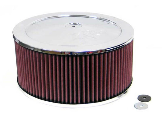 K&N 14in. Red Custom Air Cleaner Assembly - 5.125in. Flange x 11in OD x 7.25in. H w/Vent 60-1210