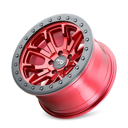 Dirty Life Wheels 9303 DT-1 Dual-Tek Series Crimson Candy Red Wheel with Simulated Beadlock Ring 9303-7973R38