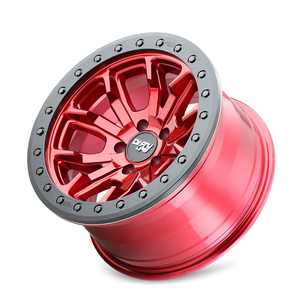 Dirty Life Wheels 9303 DT-1 Dual-Tek Series Crimson Candy Red Wheel with Simulated Beadlock Ring 9303-7936R38