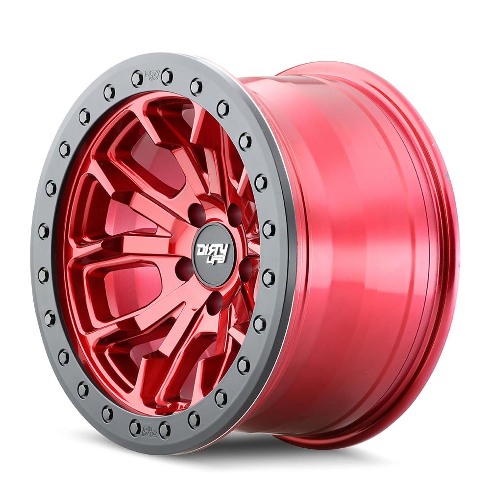Dirty Life Wheels 9303 DT-1 Dual-Tek Series Crimson Candy Red Wheel with Simulated Beadlock Ring 9303-7985R12