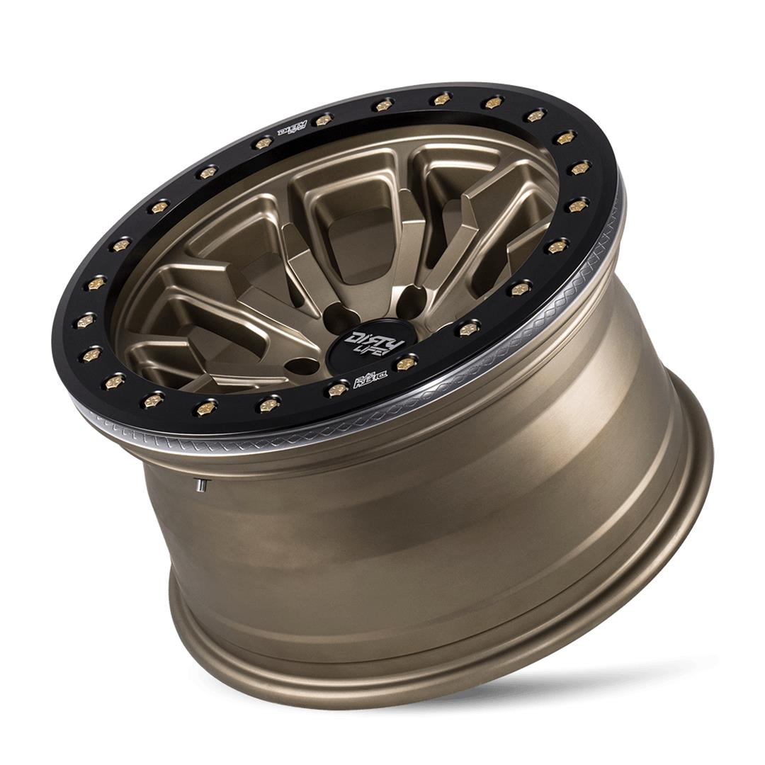 Dirty Life Wheels 9303 DT-1 Dual-Tek Series Satin Gold Wheel with Simulated Beadlock Ring 9303-7970MGD