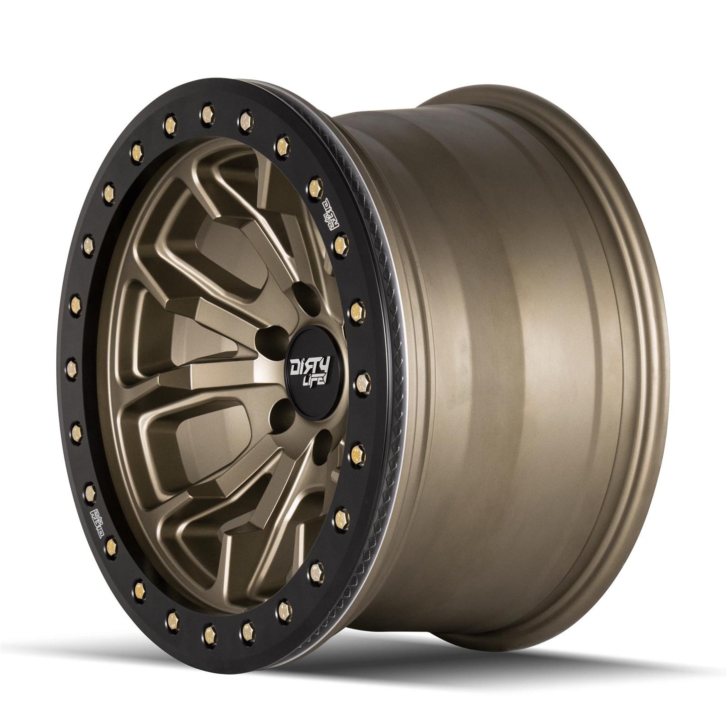 Dirty Life Wheels 9303 DT-1 Dual-Tek Series Satin Gold Wheel with Simulated Beadlock Ring 9303-7970MGD
