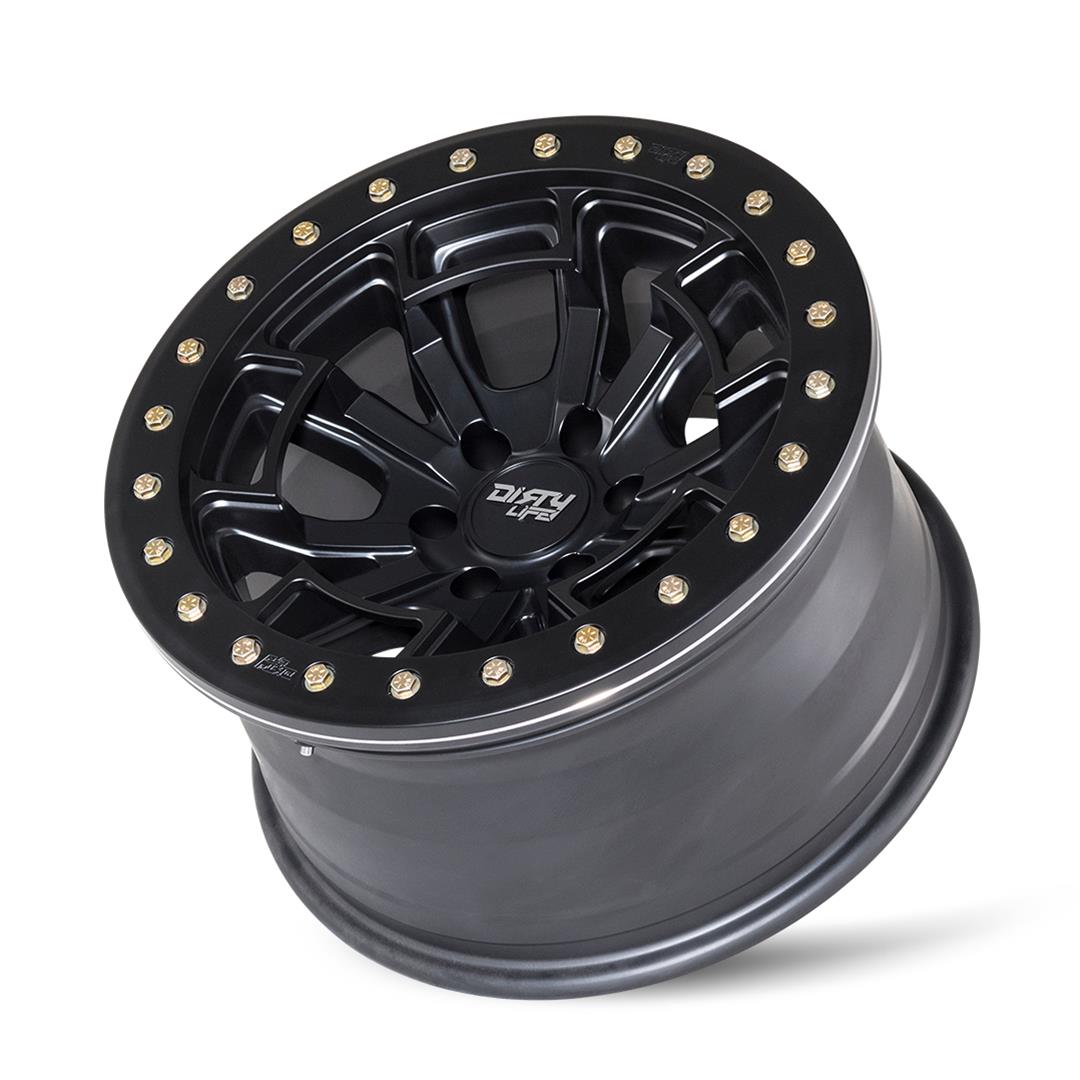 Dirty Life Wheels 9303 DT-1 Dual-Tek Series Matte Black Wheel with Simulated Beadlock Ring 9303-7983MB12