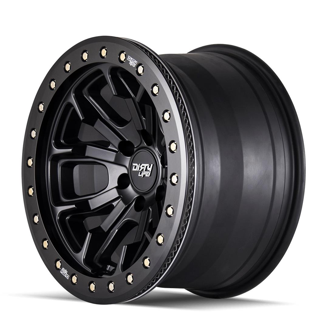 Dirty Life Wheels 9303 DT-1 Dual-Tek Series Matte Black Wheel with Simulated Beadlock Ring 9303-7983MB12
