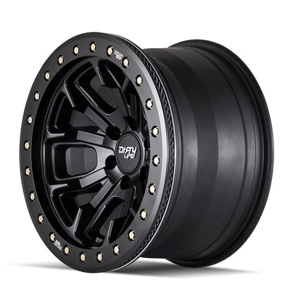 Dirty Life Wheels 9303 DT-1 Dual-Tek Series Matte Black Wheel with Simulated Beadlock Ring 9303-7973MB12