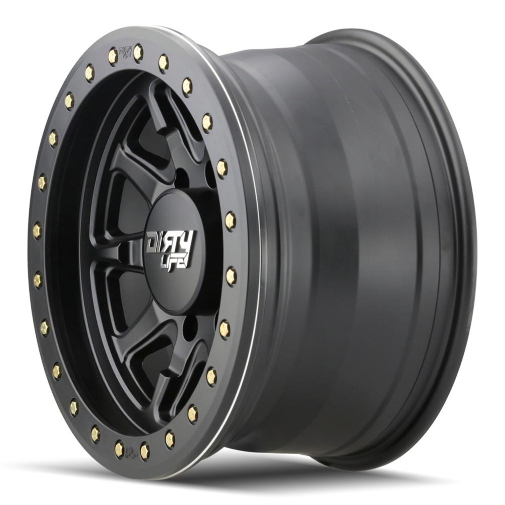 Dirty Life Wheels 9304 DT-2 Dual-Tek Series Matte Black Wheel with Simulated Beadlock Ring 9304-2970MB