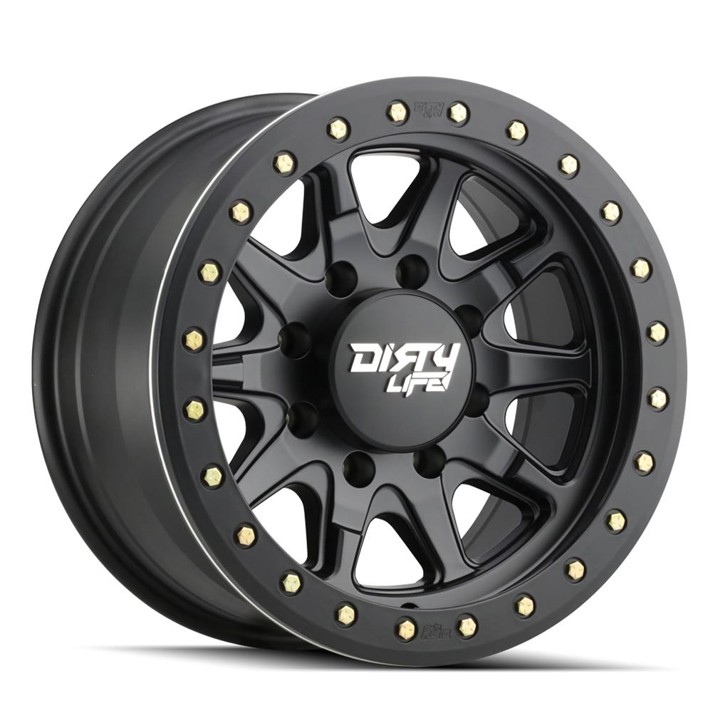 Dirty Life Wheels 9304 DT-2 Dual-Tek Series Matte Black Wheel with Simulated Beadlock Ring 9304-7981MB