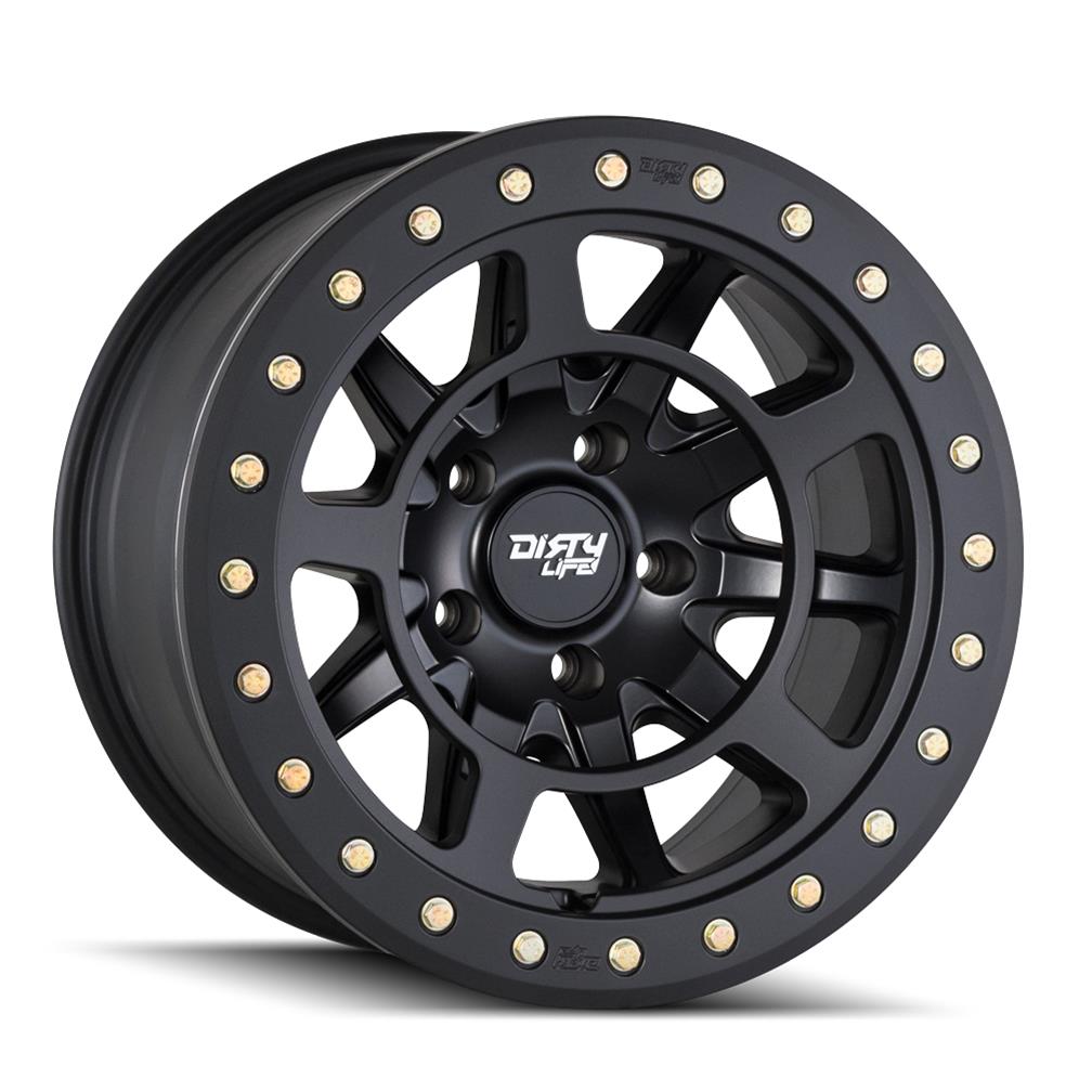 Dirty Life Wheels 9304 DT-2 Dual-Tek Series Matte Black Wheel with Simulated Beadlock Ring 9304-2936MB12