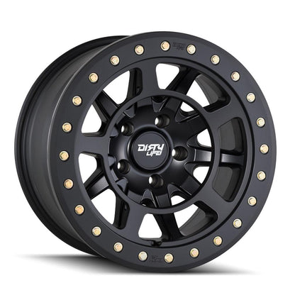 Dirty Life Wheels 9304 DT-2 Dual-Tek Series Matte Black Wheel with Simulated Beadlock Ring 9304-2936MB12