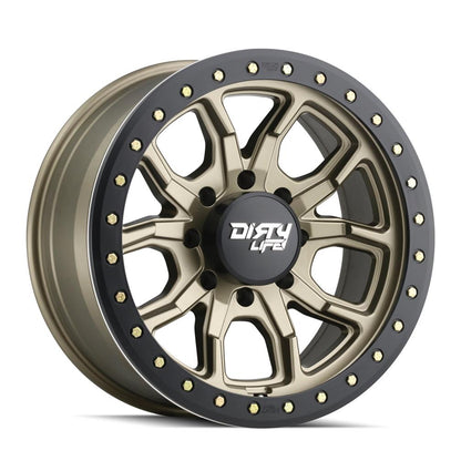 Dirty Life Wheels 9303 DT-1 Dual-Tek Series Satin Gold Wheel with Simulated Beadlock Ring 9303-7970MGD