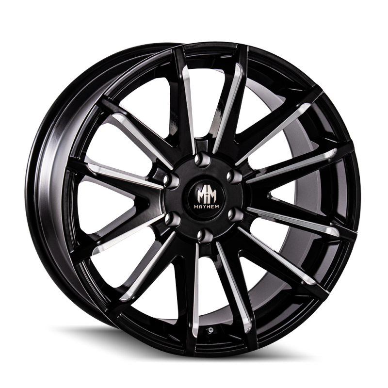 Mayhem Crossfire 8109 Series Gloss Black Wheels with Dark Clearcoated Milled Accents 8109-22983BM25