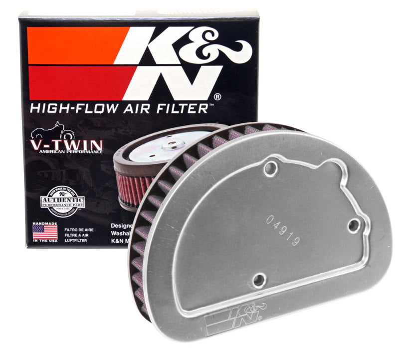 K&N Replacement Unique Air Filter 6.625in L x 4.75in W x 1.625in H with 1 Flange for Harley Davidson HD-1614