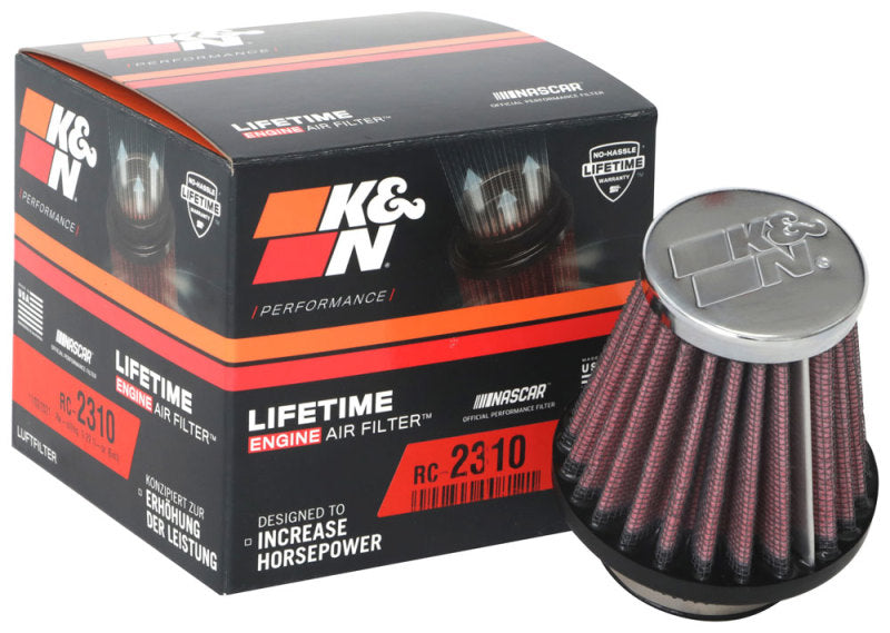 K&N Universal Round Tapered Chrome Filter 1.563in Flange ID x 3in Base OD x 2in Top OD x 3in H RC-2310