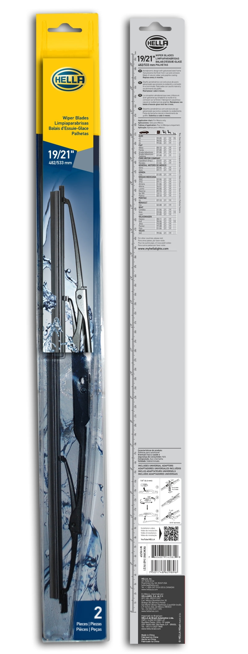 Hella Windshield Wiper Blades 9XW398114019/21