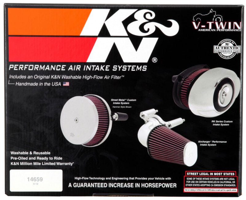 K&N 17-18 Harley Davidson Road Glide Hammer Black Street Metal Intake System RK-3954B