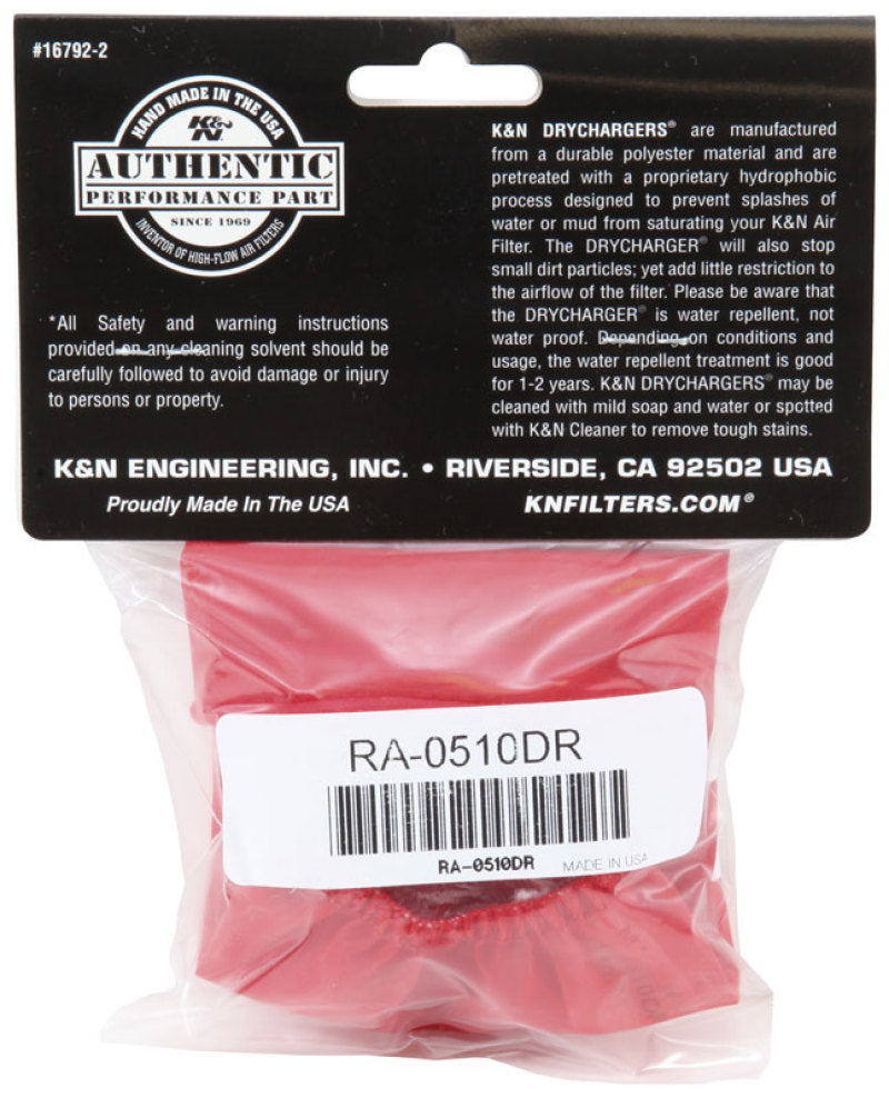K&N DryCharger Air Filter Wrap for RA-0510 - Red RA-0510DR