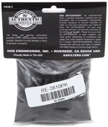 K&N Universal Round Tapered Filter Wrap - Black - 6in Base ID x 4.625in Top ID x 9in Height RE-0810PK