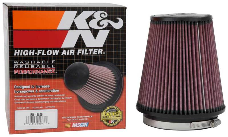 K&N Filter Universal Rubber Filter 5 inch Flange 6 1/2 inch Base 4 3/8 inch Top 7 inch Height RU-2800