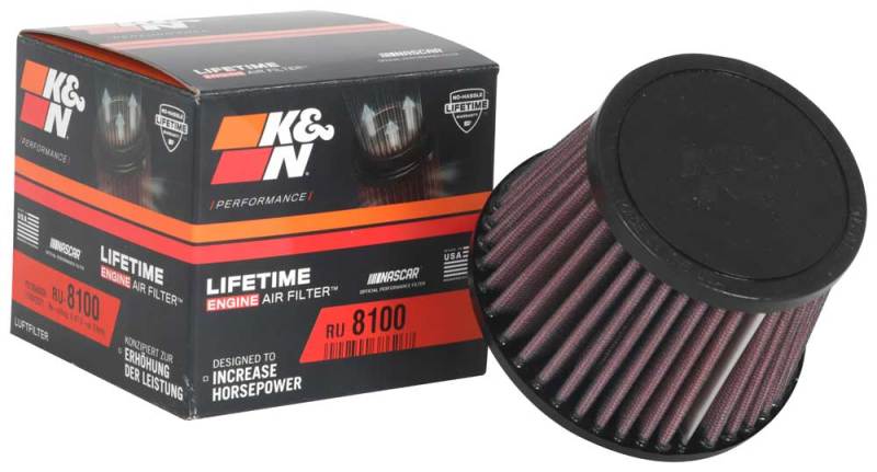 K&N Universal Clamp-On Air Filter 2-1/2in FLG / 4-1/2in B / 3-1/2in T / 3-3/16in H RU-8100